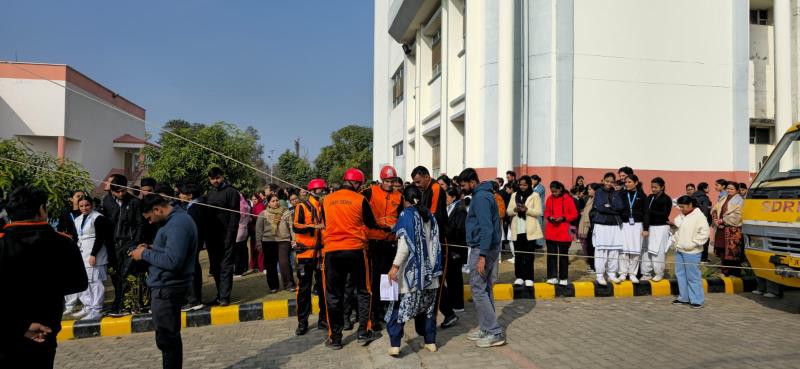  Bee Enn College of Nursing  and Bee Enn Nursing organised the Disaster Mock drill with the collaboration of State Disaster Relief Team. The exemplified skills  are demonstrated by SDRF team under the leadership of Mr.SS Saini to the students at BECON campus on 07-01-26.