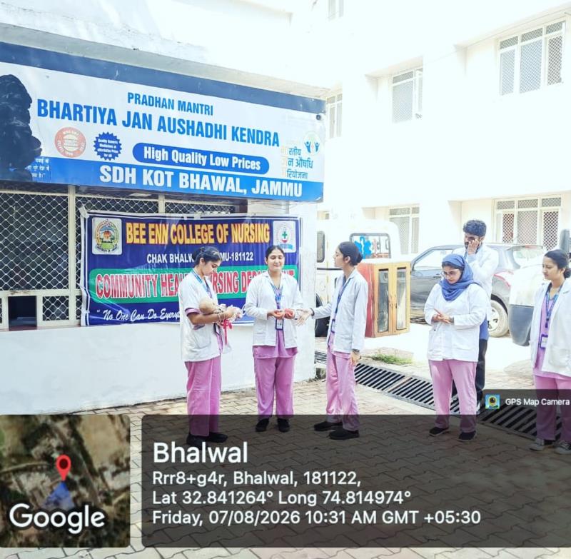  Our B.Sc. Nursing 7th Semester students conducted an engaging role play on “Breastfeeding” at SDH Kot Bhalwal, Jammu.  The session covered the importance of breastfeeding, exclusive breastfeeding, correct techniques, myths & taboos, burping, and family support for lactating mothers.  The students also participated in an orientation programme at SDH Kot Bhalwal, strengthening their practical learning and community health experience.