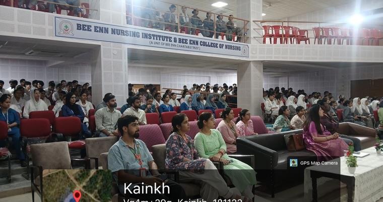  Anti-Ragging Awareness Program | 18 August 2026 The Anti-Ragging Committee of Bee Enn College of Nursing organized an Anti-Ragging Awareness Program to promote a safe, respectful, and supportive campus environment. The session was graced by Dr. Palvi Mathavan Puri, Assistant Professor, The Law School, University of Jammu, who sensitized students about the legal provisions, consequences, and preventive measures related to ragging. The program reinforced the values of dignity, discipline, mutual respect, and zero tolerance towards ragging. Together for a Safe & Ragging-Free Campus.